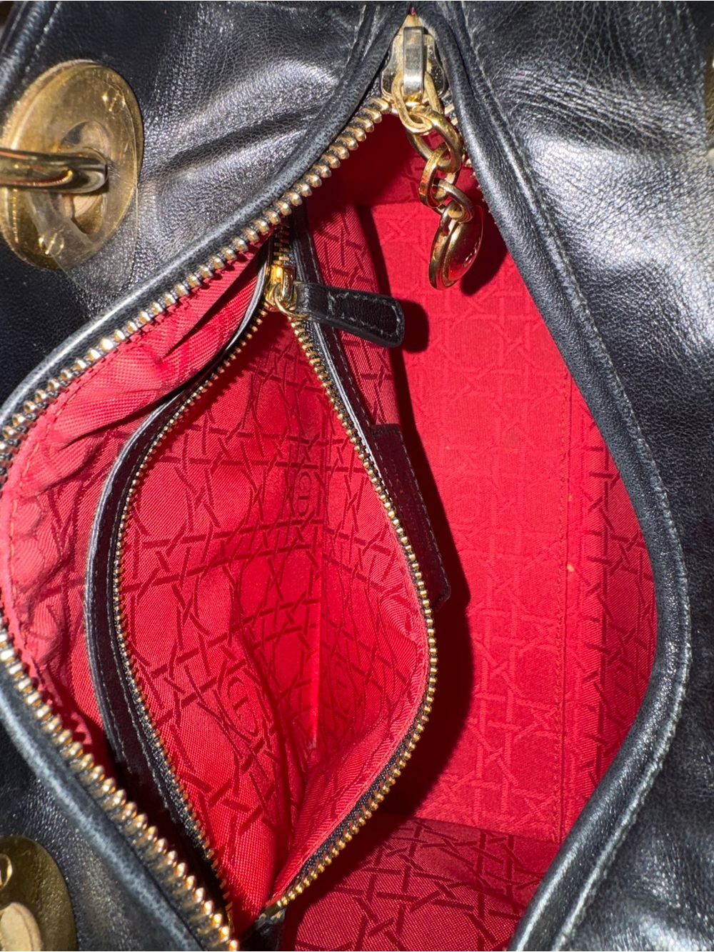 Dior Black Quilted Lady Dior Satchel with Gold Charms - Picture 7 of 11